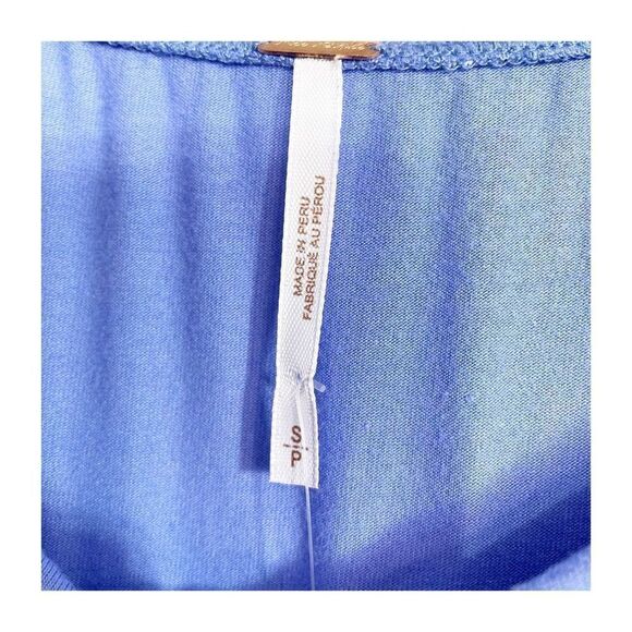 Free People Top Blouse Double Knot Off the Shoulder Blue Womens Small NEW - Picture 6 of 6